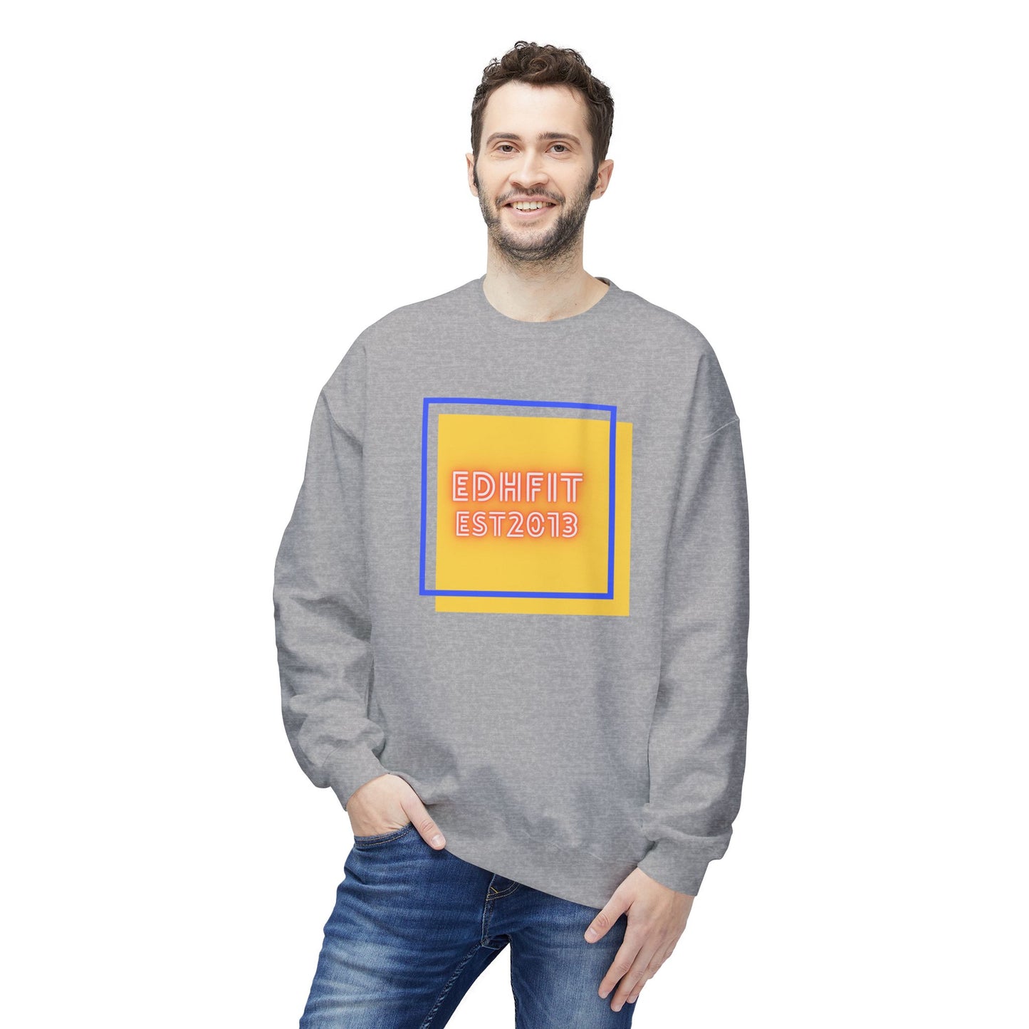 EDHFit Crewneck Sweatshirt — Retro Neon 'EDHFIT EST 2013' Square Logo