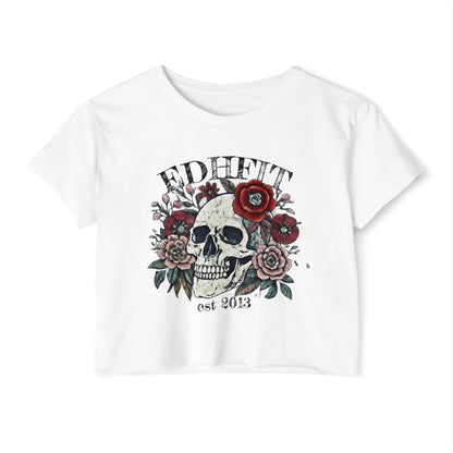 Skull & Roses Crop Top — EDHFTI Floral Skull Festival Tee