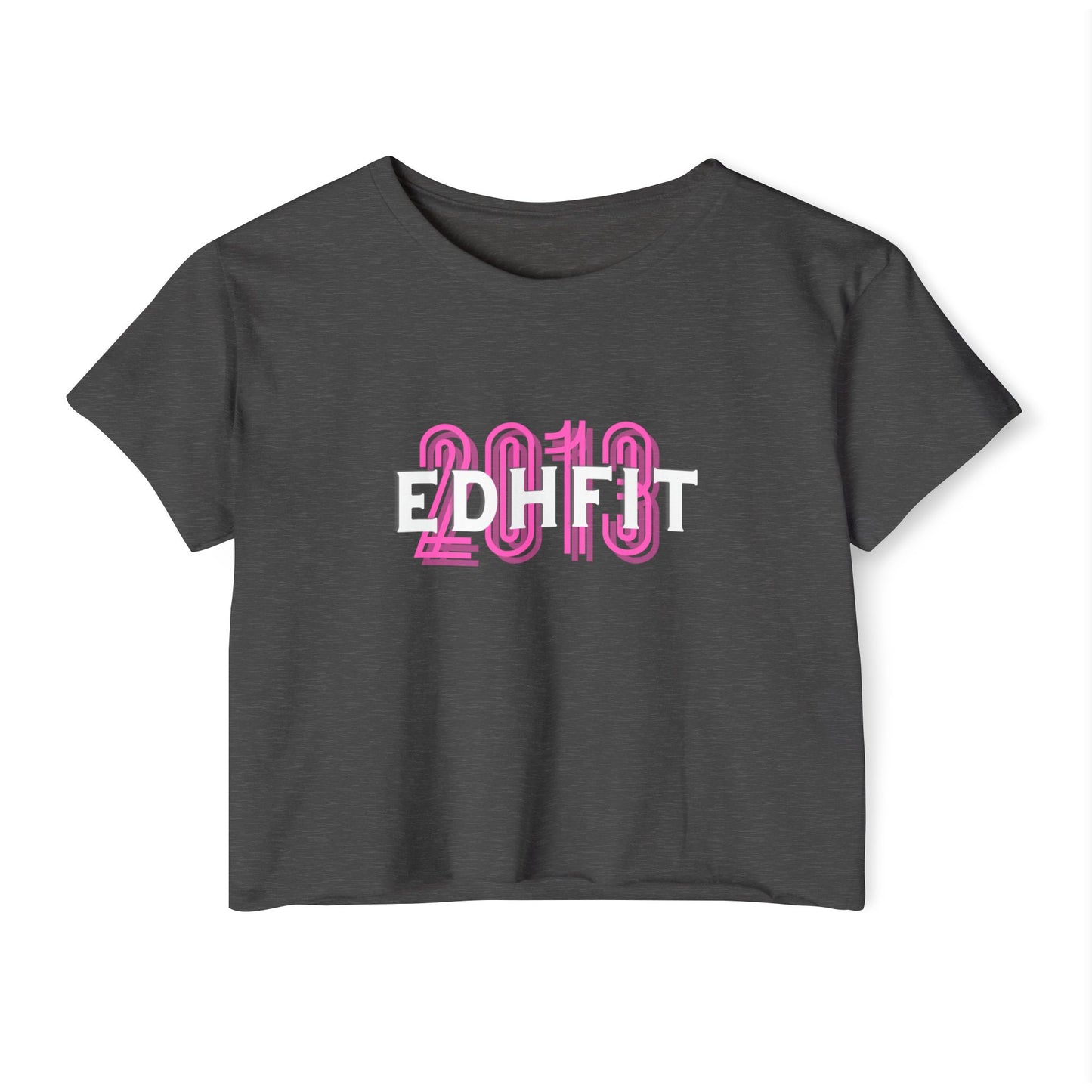 EDHFIT Crop Top — Pink Retro '2018' Festival Graphic Tee
