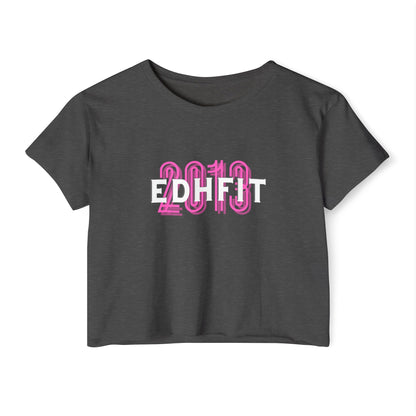 EDHFIT Crop Top — Pink Retro '2018' Festival Graphic Tee
