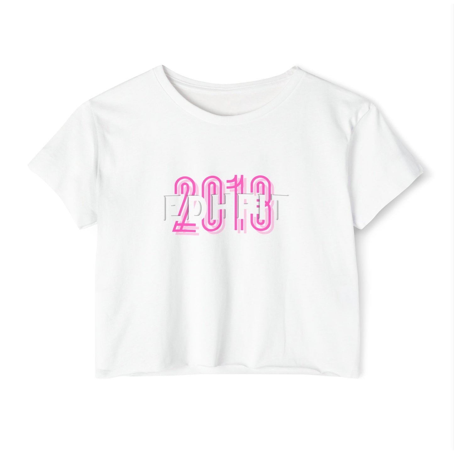 EDHFIT Crop Top — Pink Retro '2018' Festival Graphic Tee