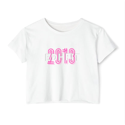 EDHFIT Crop Top — Pink Retro '2018' Festival Graphic Tee