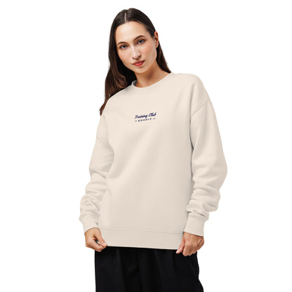 EDHFIT Training Club Embroidered Crewneck – Bone – On-model women's Front