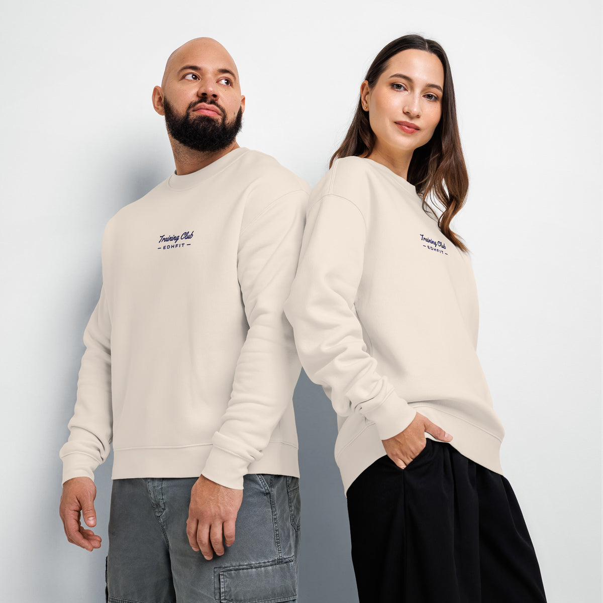 EDHFIT Training Club Embroidered Crewneck – Bone – Duet Front
