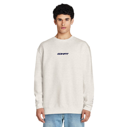 EDHFIT Standard Embroidered Crewneck – Oatmeal – On-model men's Front