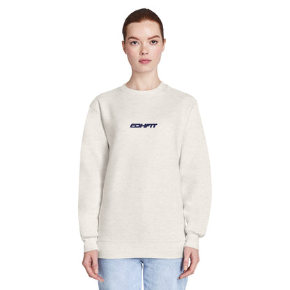 EDHFIT Standard Embroidered Crewneck – Oatmeal – On-model women's Front