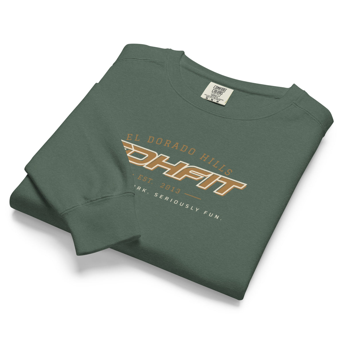 EDHFIT Collegiate Crewneck – Blue Spruce – Folded Front