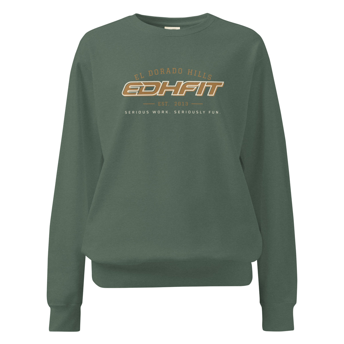 EDHFIT Collegiate Crewneck – Blue Spruce – Ghost 2 Front