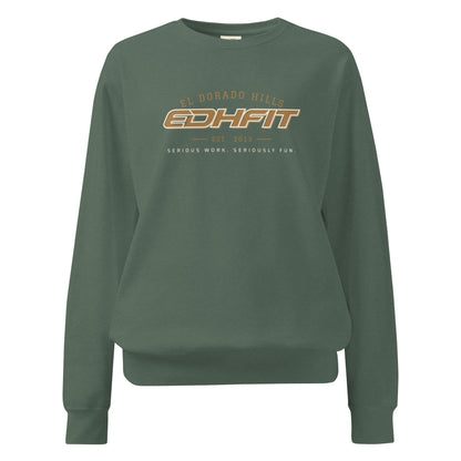 EDHFIT Collegiate Crewneck – Blue Spruce – Ghost 2 Front