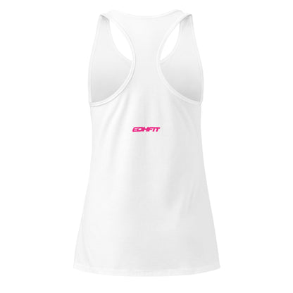 EDHFIT Women's Racerback Tank – White/Pink – Ghost Back