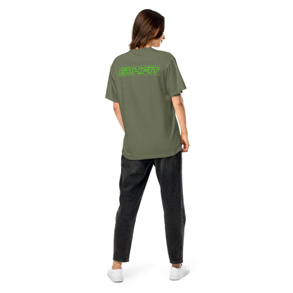 EDHFIT Tonal Green Heavyweight Tee – Moss – On-model women's Back