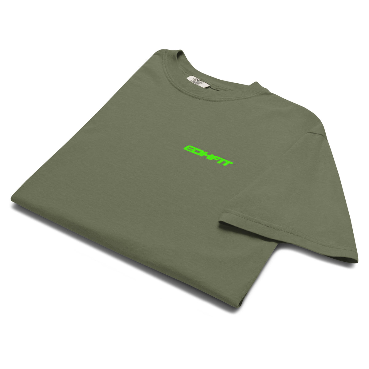 EDHFIT Tonal Green Heavyweight Tee – Moss – Folded Front