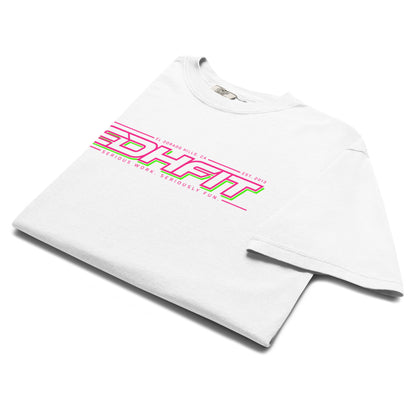 EDHFIT Dual Logo Echo Tee – White – Folded Front