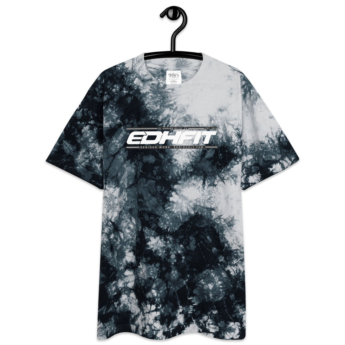 EDHFIT Crystal Tie-Dye Tee – Black/White – On Hanger Front