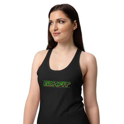 EDHFIT Women's Racerback Tank – Black Dual Echo – On-model women's Front 2