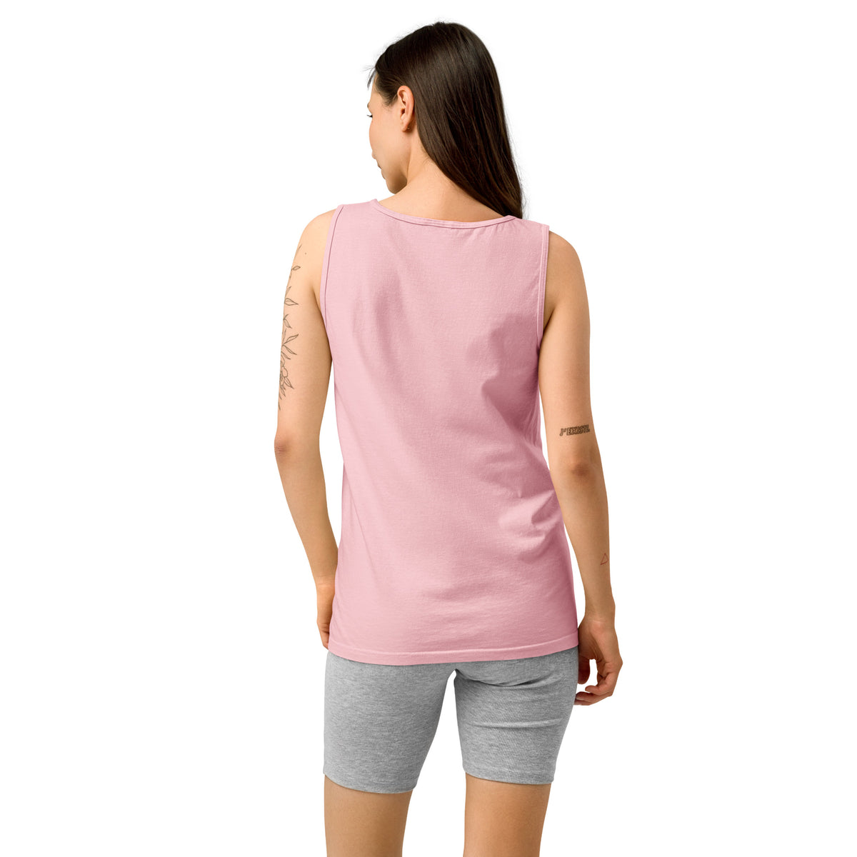EDHFIT Garment-Dyed Tank – Light Pink – On-model women's Back (plain back)